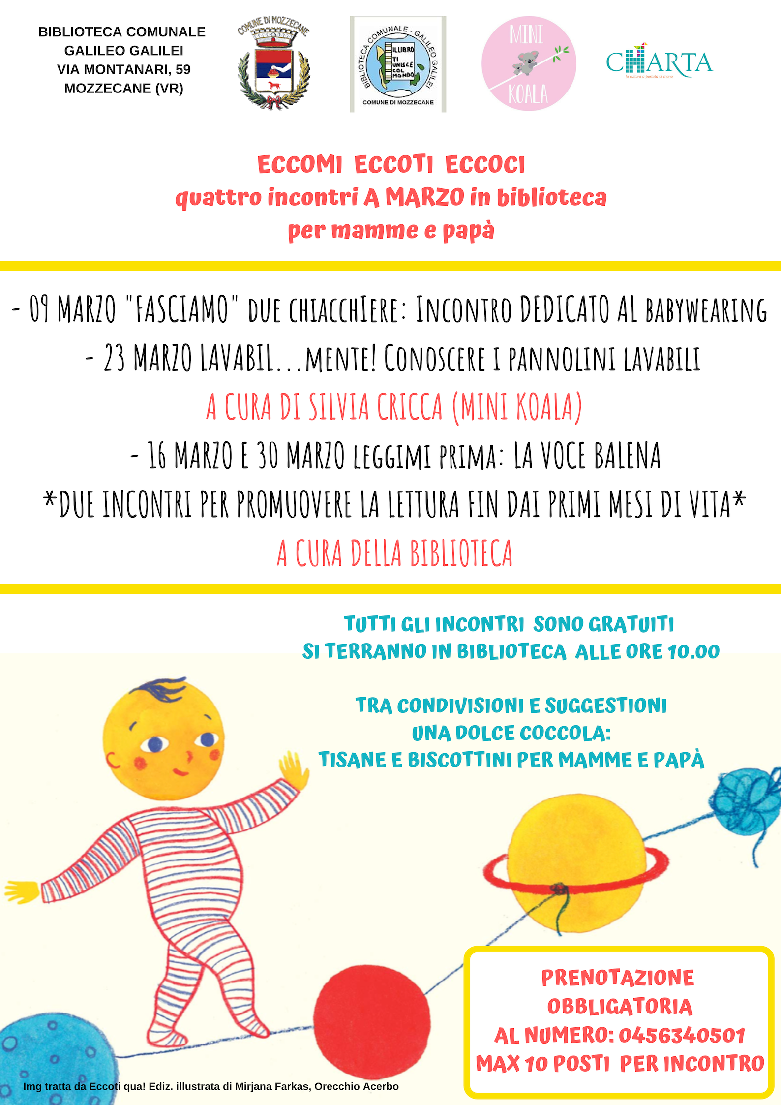 ECCOMI, ECCOTI, ECCOCI:  quattro incontri in biblioteca per mamme e papà