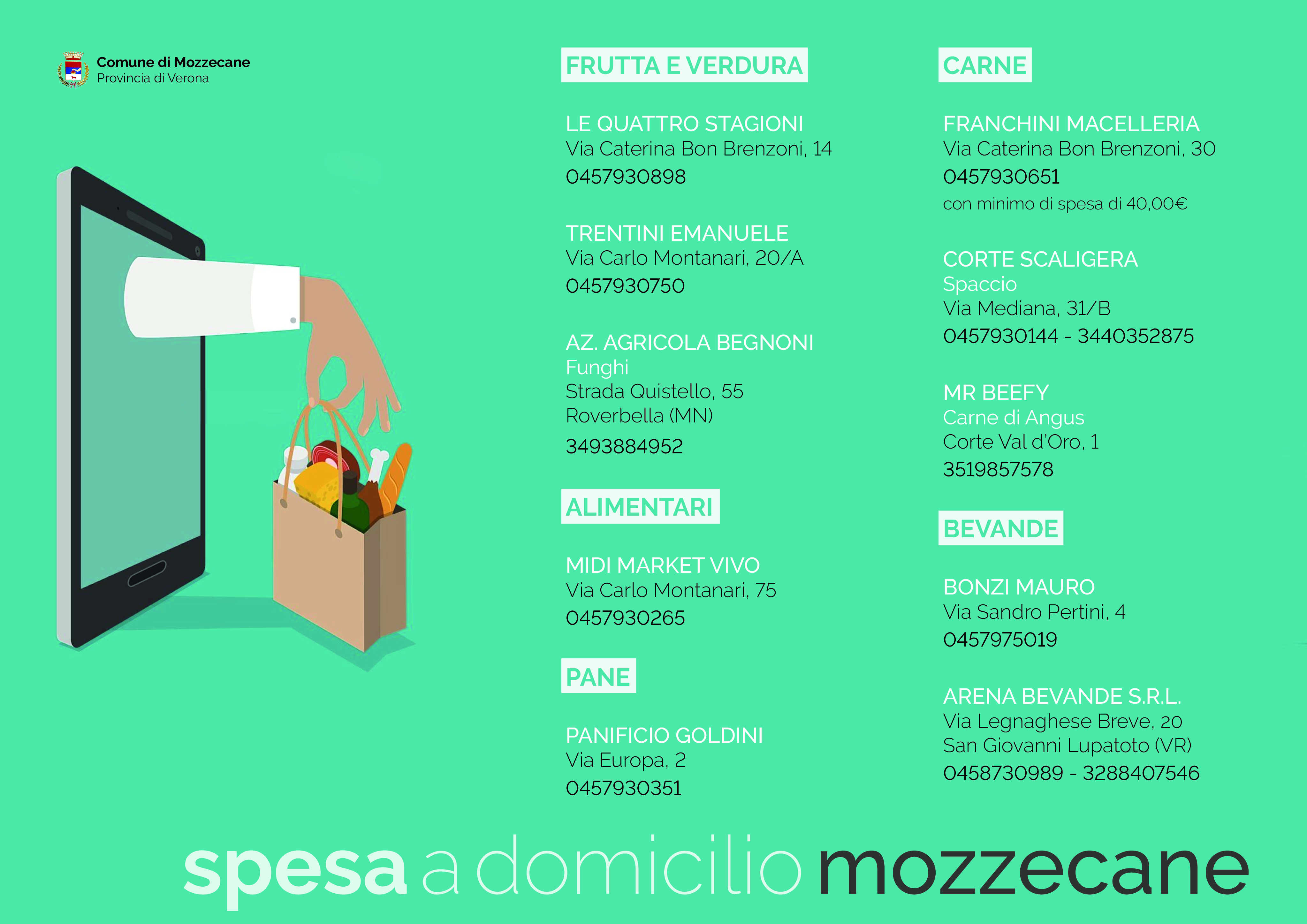 Elenco esercizi per spesa a domicilio e servizio consegna per anziani e disabili